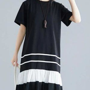 Trapeze Shape - Black and white Dress - One size fits all!